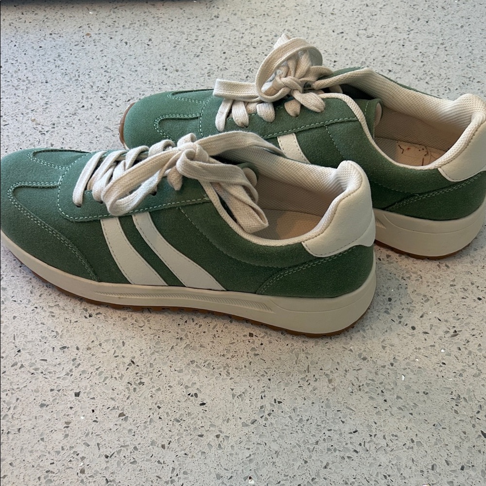 Green and White Sneakers
